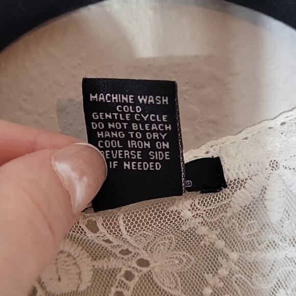 Y2K Rue21 Sheer Lace Open Kimono Size M White Ivory Boho Fringe Longline - Picture 7 of 13